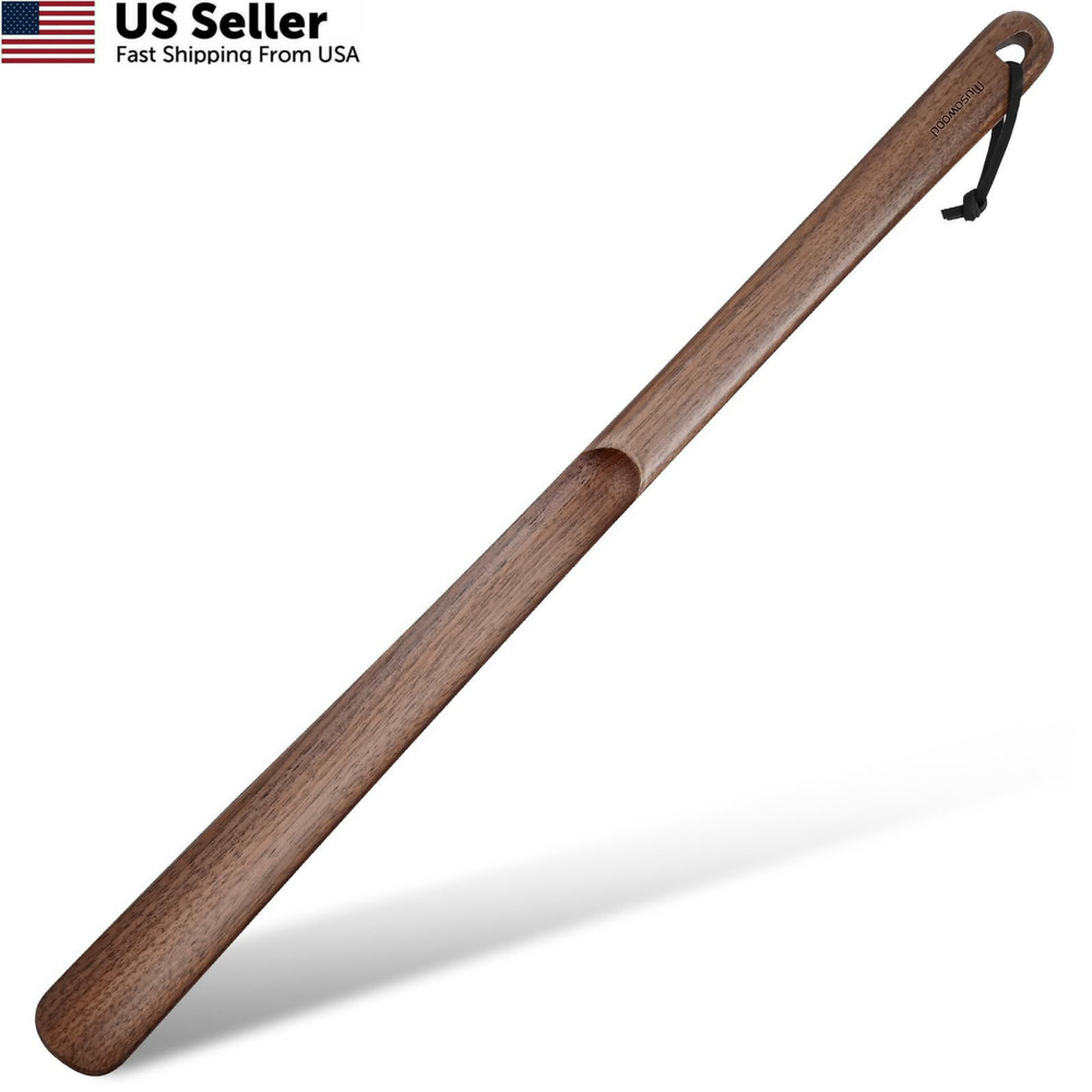 muso wood Wooden Shoe Horn, Walnut Horn Long 23.6 x 1.37 inch,