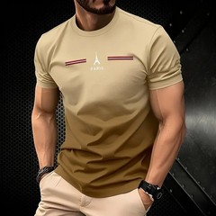 Men’s Paris Print T-Shirt 3D Gradient Oversized Casual Summer Short Sleeve Tee