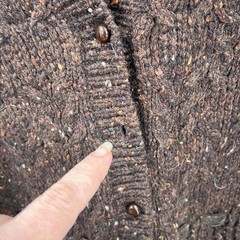 Sarah Spencer lambs wool speckled cardigan sweater hobbitcore cottagecore P XL