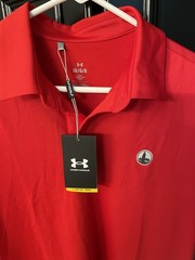 Under Armour Polo Shirt Mens Large Red Golf UA Golf UPF 50 Anti Odor Performance