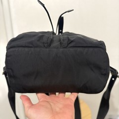 PRADA Nylon Small Backpack Black Triangle Logo Drawstring Flap Buckle Authentic