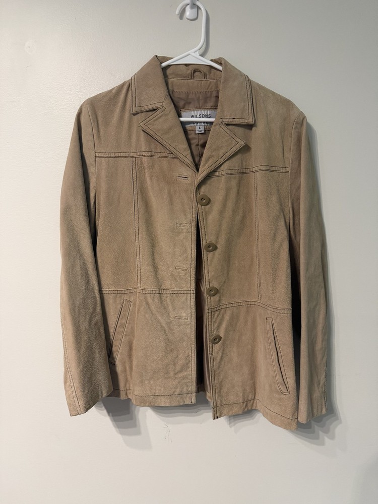 Vintage 90s Wilson Maxima Suede Leather Button Up Jacket Women’s Size Large