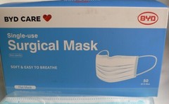 50 BYD Care Face mask new individually wrapped in packs of 10