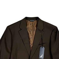 Nautica Mens 2-Piece Modern Fit Active Stretch Solid Suit Brown 38S 32W