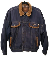 Vintage Rip Curl 90s Plaid Lined Trucker Jacket Blue Corduroy Collar Women’s M