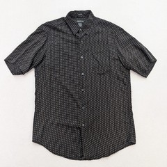Claiborne Men’s Silk Button-Up Shirt Size M Black Print Short Sleeve