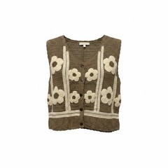 Woman’s Boho Crochet Knit Top With Floral Embroidery Size M New With Tags