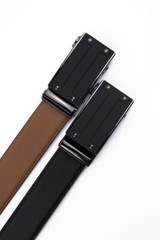 Men’s Ratchet Belt Leather Automatic Buckle 1.37inch Width One Size 46inch