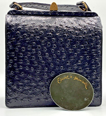 Vintage Mam’selle Originals NY Genuine Ostrich Leather Handbag Gold Hardware