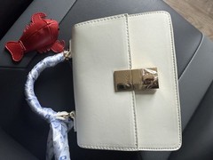 ALDO White Small Top Handle Bag Turn-Lock Gold Hardware Lobster Charm