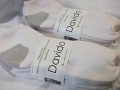Davido women socks ankle low 100% cotton made in Italy white 8 pairs size 9-11