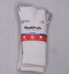 NWT MEDIPEDS 3-Pack Non-Binding Crew Socks White
