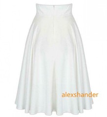New Women Midi Flared Knee Length Skater Skirt Ladies Stretch Office Work Skirt