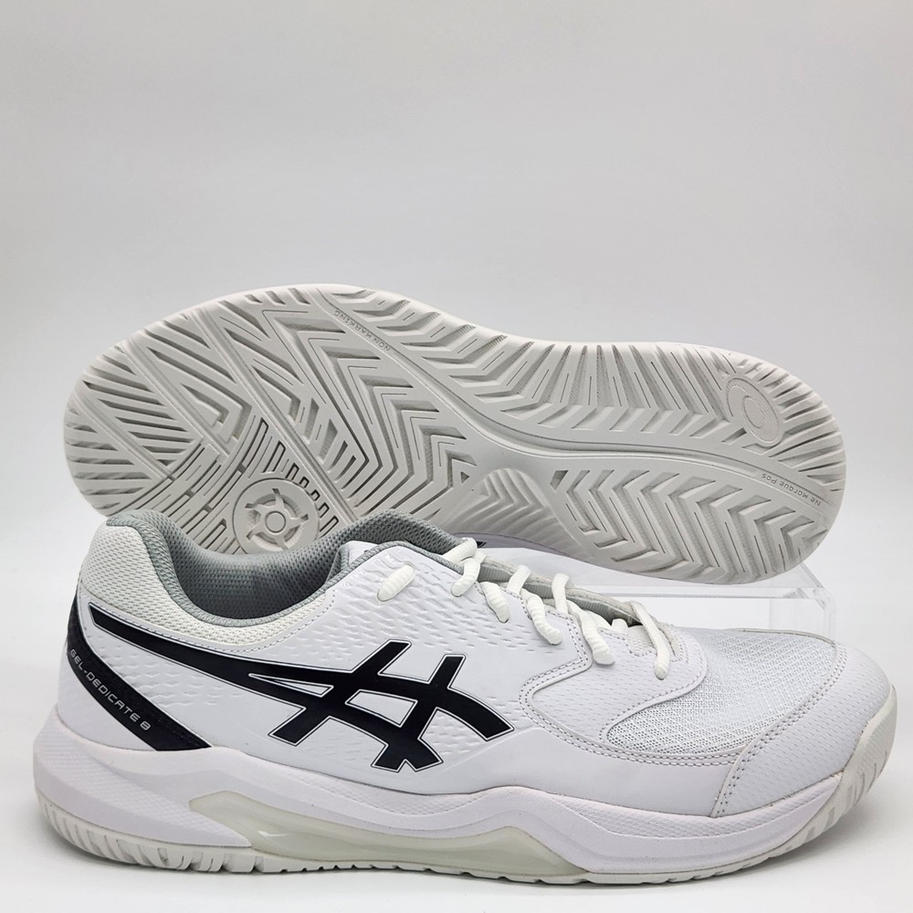 Mens Size 10.5 Asics Gel- Dedicate 8 White Black Shoe Sneaker 1041A408 NEW