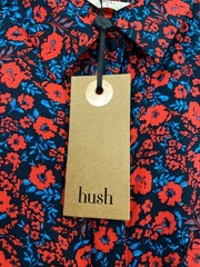 Hush Emanuelle Red Blue Poppy Floral Shirt Dress Button Front Pockets UK 6 NEW