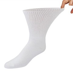 Premium Cotton Diabetic Crew Socks with Loose Non-Binding Top