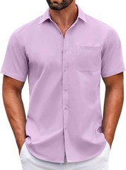 Mens Short Sleeve Casual Button Down Shirts Summer Untucked Dress Shirts
