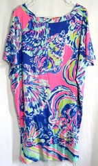 Lilly Pulitzer Blue Shell Coastal Retreat Lowe Dolman Sleeve Dress Size S EUC