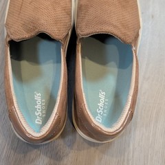 Dr Scholl’s Nova Slip-On Sneakers Womens 7M Tan Perforated Suede Platform Shoes