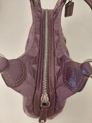 Coach Signature C Purple Jacquard Shoulder Bag Pleated Hobo Satchel 42949