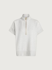 Varley Ritchie Short Sleeve Sweat in Ivory Marl, Size X-Large