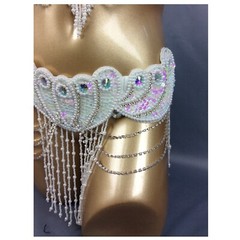 Beaded Samba Belly Dance Costume EDC Rave Carnival Outfit Bra Belt 10 Colors