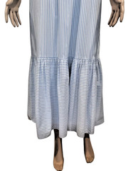 Gal Meets Glam Midi Dress Size 2 Blue/White Striped Ruffle Strap *NWOT*