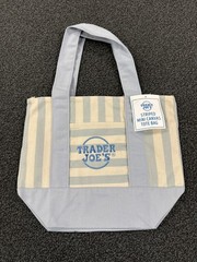 NEW Trader Joe’s Mini Canvas Tote Bag Striped Limited Edition Blue Stripe