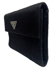 PRADA Tessuto Triangle logo Trifold Wallet Nylon Black