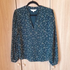 Apricot Blouse Recycled Polyester Feminine Floral Cottagecore Size 14 Green
