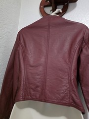 Santelon Women’s Burgundy Zip-Front Lined Biker Jacket w/ Pockets Size XL