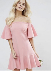 John Zack pink off shoulder fluted sleeve and hem detail dress 10