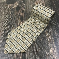 CLAIBORNE Greek Check Print Tie Silk Cravat USA Made Understated Style