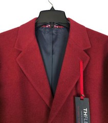 Tommy Hilfiger Mens Modern Fit Addison Overcoat 38R Red Wool Blend Stretch NWT