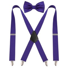 Men’s 1.37 inch Suspender and Pre-tied Bow Tie Set Dark Purple