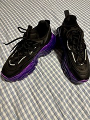 Steve Madden Unisex Black/Purple Athletic Sneaker Low Top Lace-Up Solid size 10w
