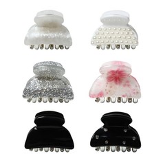 6 PCS 1.57 Inch Resin Small Flat Hair Claw Clips For Women Thin Medium Fine Hair