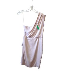 AllSaints One Shoulder Draped Cocktail Blush Pink Ruched Mini Dress Size M