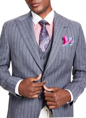 Tayion Collection Mens Classic-Fit Pinstripe Sport Coat 40 Regular Grey NWT $425