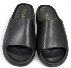 Mudd Women’s Black Glitter Slide Sandals Slip-On Lightweight Synthetic US 11
