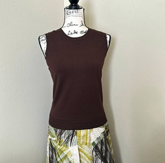 Charter Club Brown Solid Knit Sleeveless Crew Neck Pullover Sweater Vest S