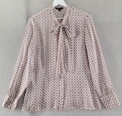 Brooks Brothers Womens Top 100% Silk Tie Neck Old Money Blouse Siize 12