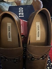 Steve Madden Men’s Brown Leather Slip-On Dress Loafers Square Toe US 8 M