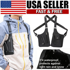 Adjustable PU Leather Wallet Holster Bag Waterproof Underarm Shoulder Bag