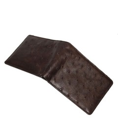 Real And Handmade Ostrich Leather Skin Bifold Wallet Men’s Dark Brown