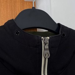 Lyle & Scott Jacket Mens Medium Black Full Zip Hooded Cotton Khaki Green Lining
