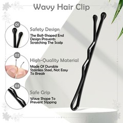 Mini Bobby Pins, 50PCS 1.37 Inch Small Curved Hair Pins Metal Wavy Hairpins H…