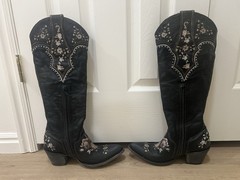 Old Gringo Bridgette Tall Women’s Black Leather Knee High Western Boots 9