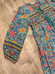 R.Vivimos Boho Floral Print Tassel Tie Front Midi Dress MEDIUM Boho Hippie✨