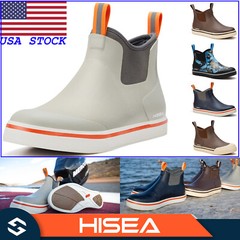 HISEA Men’s Deck Boots Chelsea Waterproof Rubber Rain & Snow Working Ankle Boots